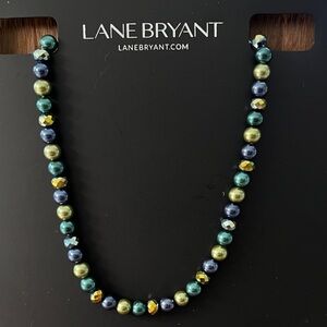 Lane Bryant Blue and Gold Beaded Necklace